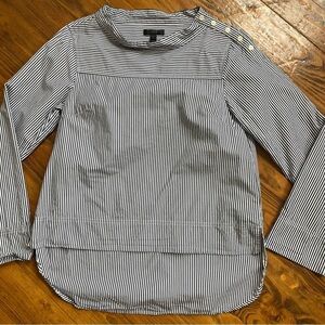 JCrew Funnelneck Striped Shirt‎ Low High Hem Coastal Preppy size 4